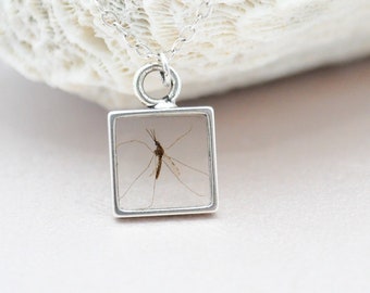 REAL Mosquito pendant necklace in resin Malaria virus science jewelry PhD grad degree gift Molecular Biology lab Neuro Genetics research