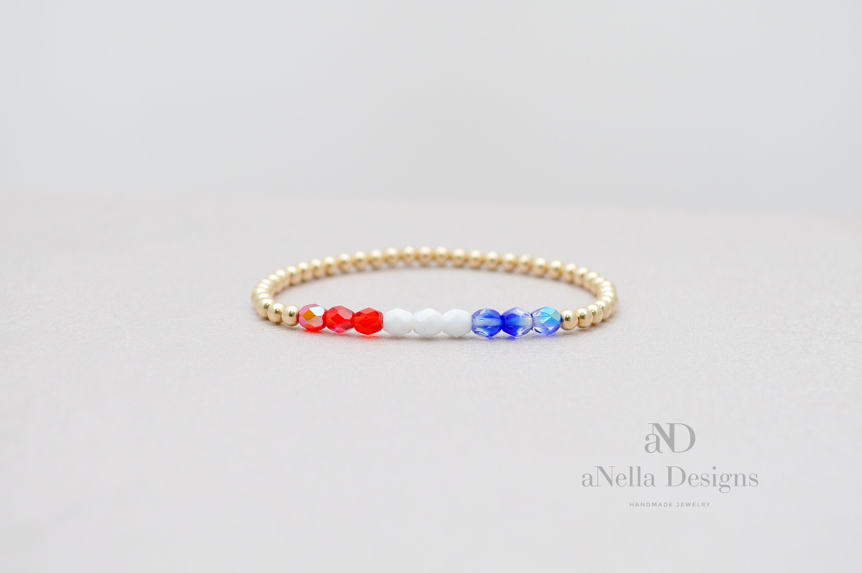 3mm Gold Filled Bracelet with Dark Blue and Clear Beads Etsy