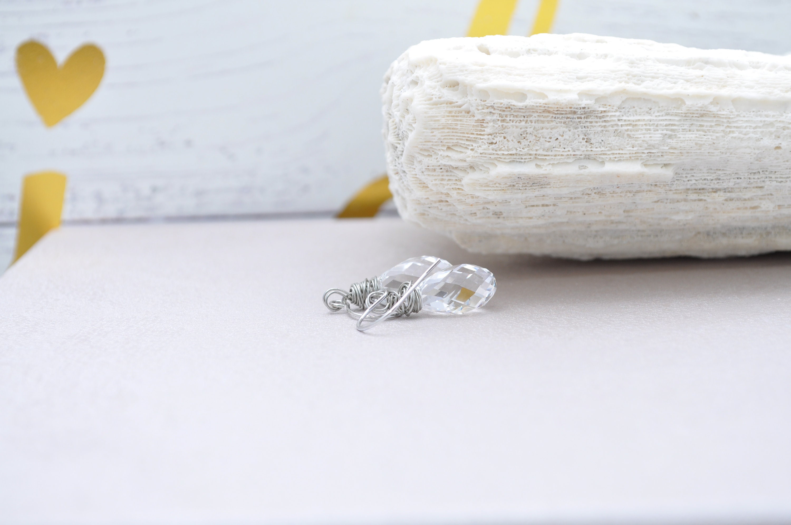 Simple short drop crystal earrings Wedding bridesmaid bridal party gift for girlfriend mom April birthday dangle shiny glam white minimalist
