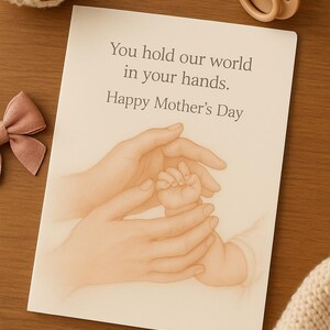 New Mom Printable Card – First Mother&#39;s Day Gift – Minimalist Baby Shower Card – Digital Download PNG PDF JPEG – Mother&#39;s Day Card