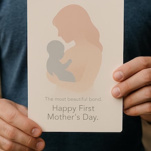 First Mother&#39;s Day Card – New Mom Printable – Baby Shower Gift for Mom to Be – Digital Download PNG PDF JPEG – Minimalist Mother&#39;s Day Card
