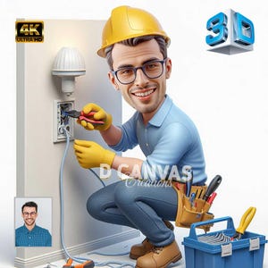 Custom Electrician Caricature – Figurine, Personalized Gift for Electrical Workers, Fun and Unique Keepsake for Power Pros