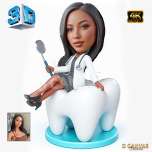 Custom Dentist Caricature Portrait - From Your Photo, Cartoon Style, Female Dentist, Special Gift For Women, Digital Download.