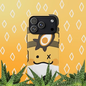 May include: A smartphone case featuring a yellow and white cartoon character design with a black eye patch, a small dot eye, and a curved mouth. The case has a black camera module cutout at the top and a smooth, glossy finish over the graphic print.