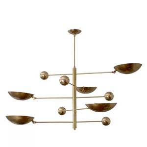 5 Light Pendant Mid Century Modern Raw Brass Sputnik chandelier light Fixture