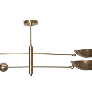 2 Light Pendant Mid Century Modern Raw Brass Sputnik chandelier light Fixture