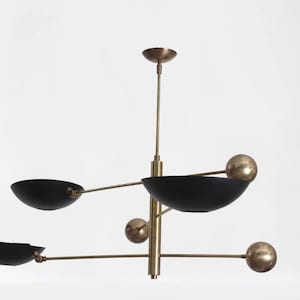 3 Light Pendant Mid Century Modern Raw Brass Sputnik chandelier light Fixture