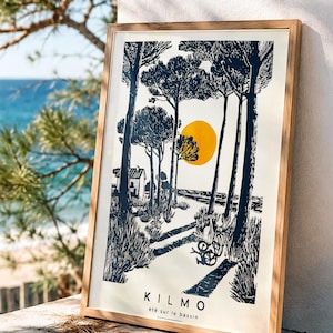 Numrerad och signerad A3-screentryck från Cap Ferret – Bleu Ferret – Kilmo Studio