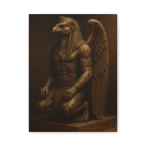 Egyptian Guardian Matte Canvas Art Print, Unique Wall Decor, Ancient Mythology Artwork, Inspired by Egyptian Culture, Home Decor