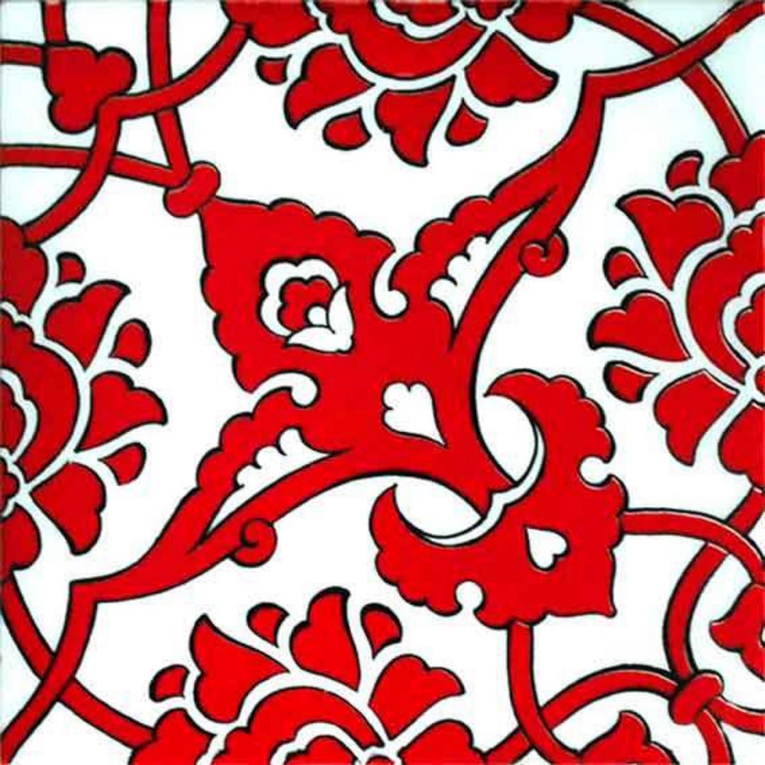 Classic Tile Rumi Set of 4 Iznik Tiles Rumi Design Ceramic Art - DIY Kitchen or Bathroom ...