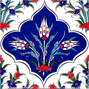 4x Azulejos de cerâmica turcos Iznik 20x20 – Azulejos de parede esmaltados feitos à mão para cozinha e banheiro