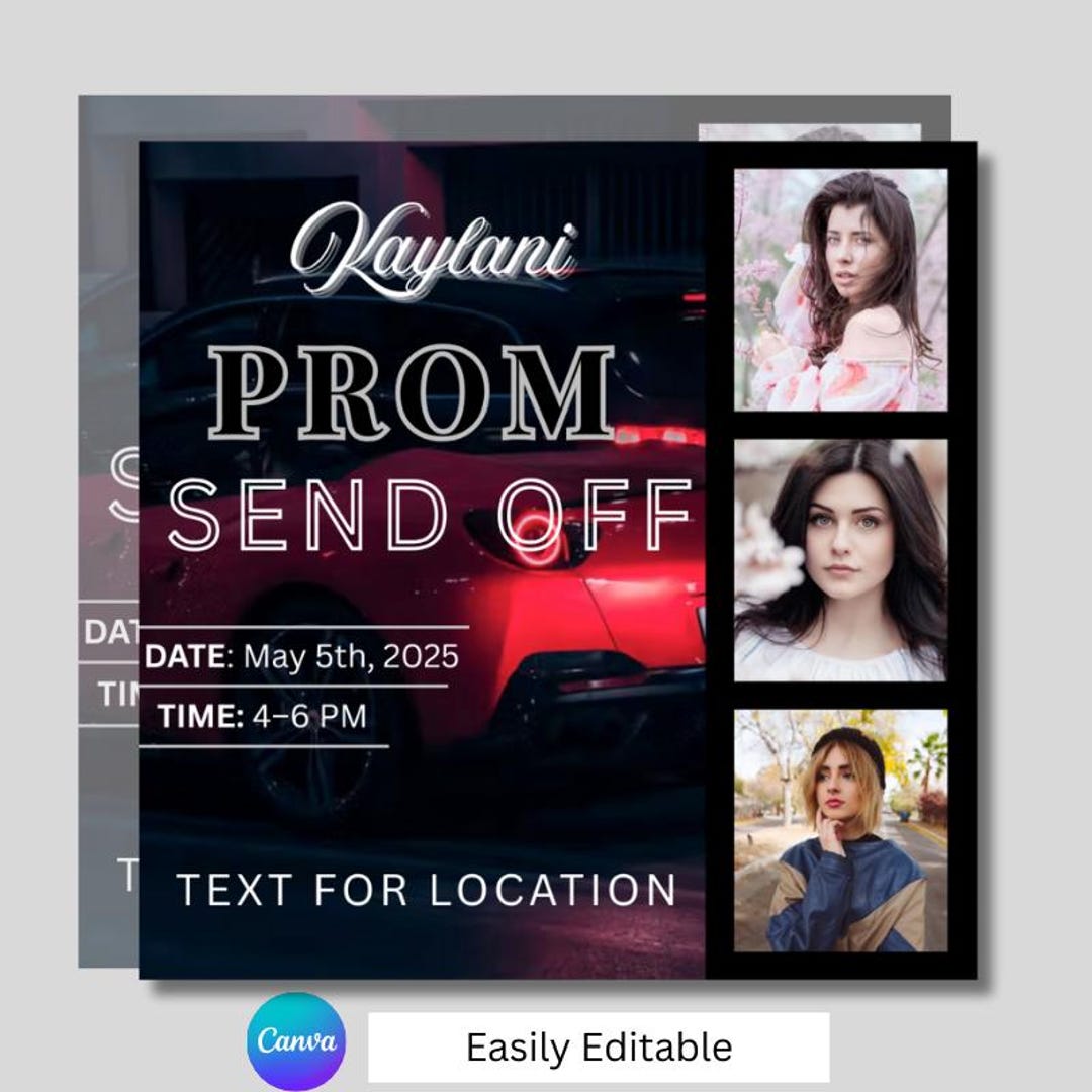 Editable Prom Send off Flyer: Social Media Invitation (canva Template ...