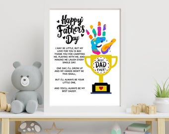 Fathers Day Handprint Art, Fathers Day Handprint Printable Craft, Father's Day Handprint Craft Keepsake for Kids (Printable PDF, 3 Sizes)