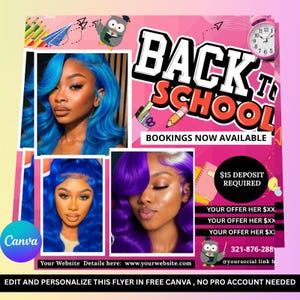 Back To School Booking Flyer, Back to School Hair Flyer Template, Braid Special Booking  Flyer, Editable Back 2 School Sale Flyer