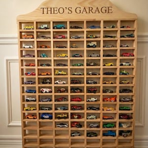 Wooden Toy Car Storage Shelf: 1/64 Scale Diecast Display