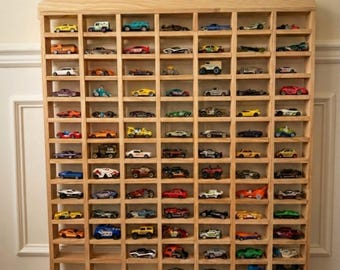 Wooden Toy Car Storage Shelf: 1/64 Scale Diecast Display