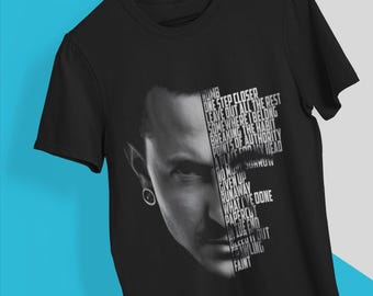 Chester Bennington Face + Linkin Park Hit Songs Design T-shirt and Sweatshirt