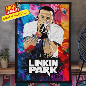 Chester Bennington Emotional Linkin Park Vibrant Colors Digital Poster AI Art, Ready For Print, Digital File Only