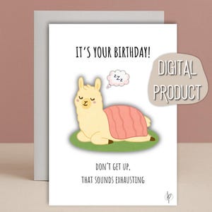 Funny Llama Birthday Card | Printable A5/A6 Digital Download | Cute PDF Greeting