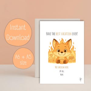 Carte de vacances drôle de bureau - salutation imprimable sarcastique pour des collègues, cadeau numérique d'humour d'épuisement professionnel, téléchargement A6 A5
