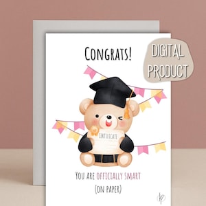 Funny Graduation Card | Printable Graduation Gift | Bear Digital Download | Graduation Congrats Card
