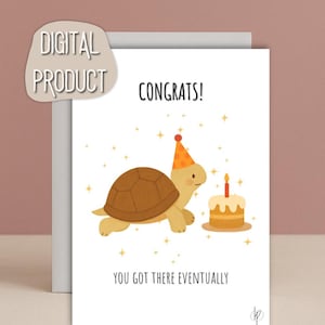 Funny Turtle Birthday Card • Digital Download • Printable Happy Birthday Card