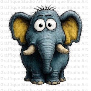 Funny Elephant PNG | Cute Cartoon Elephant Clipart | Digital Download | Animal Artwork for Prints, Invitations & Home Decor | GSA