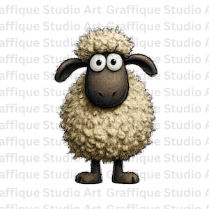 Funny Cute Sheep Cartoon PNG File, High-Quality Digital Download for Stickers, Crafts, T-Shirts, Home Decor, Printable Art, Instant Download