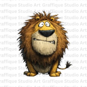 Cartoon Lion PNG Cute Lion Illustration for T-shirt Design, Stickers, Printable Decor, Digital Art, DIY Projects, Crafting Supplies I GSA