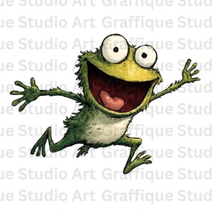 Hand-drawn Frog PNG Fun and Playful Cartoon Frog for Crafting, Digital Design, Stickers, and More High Quality Transparent Background I GSA