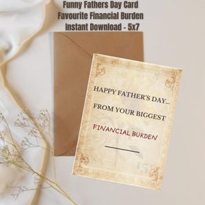Tarjeta divertida del Día del Padre - Carga financiera favorita - Tarjeta imprimible para papá - Estilo vintage - Descarga instantánea 5x7