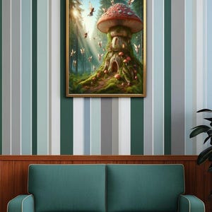 Fairy Print - Fairy Mushroom House - Wall Art - Digital Download - Fairy Lovers