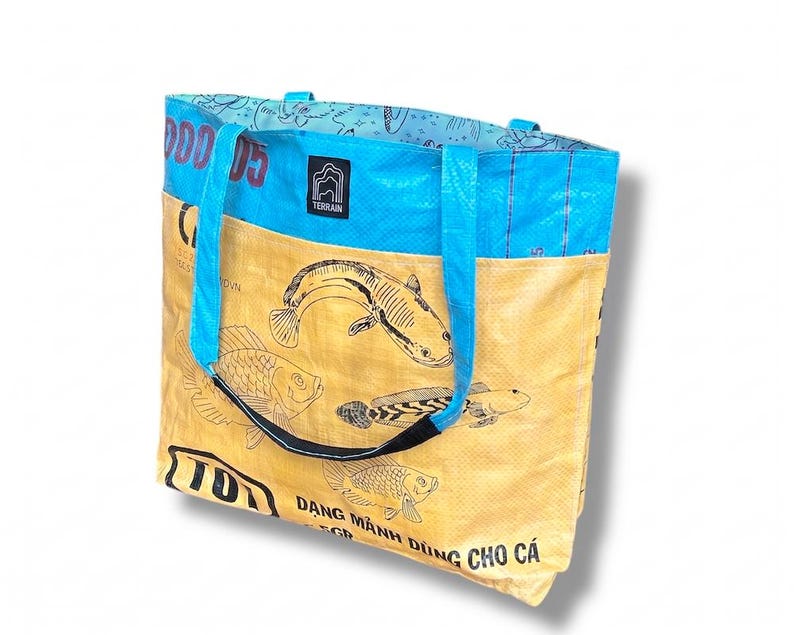 Recycled Barrel Tote Bag Yellow Fish