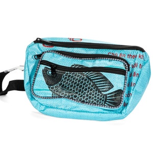 Sustainable Moon Bag Fanny Pack Sky Blue Fish