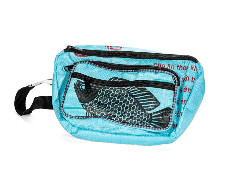 Sustainable Moon Bag Fanny Pack Sky Blue Fish