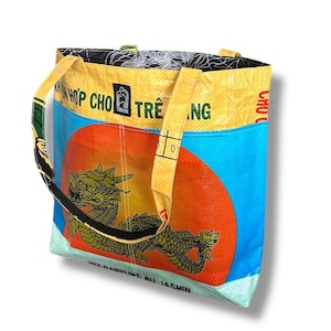 Recycled Barrel Tote Bag Gold Dragon