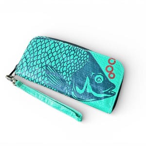 Recycled Zip Wallet Green Fish