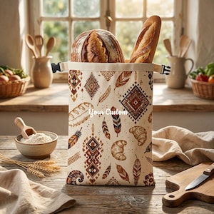 Bestickter Brotbeutel aus Bienenwachs, Eco Kitchen Aufbewahrungsbox