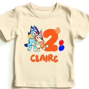 Custom Blue Dog Birthday Party Toddler Shirts, 2st Birthday Tee, Personalized Birthday Party Onesie, Birthday Girl Cartoon Sweater