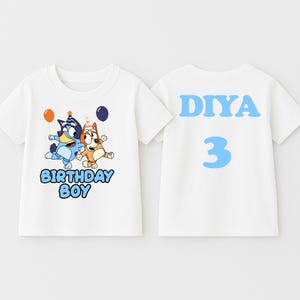 Custom  Blue Boy Tee, Birthday Boy Shirt, Birthday Boy Cartoon Shirt, Personalized Bday Party Tee, Birthday Party Shirt, Birthday Boy Tee