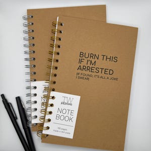 Burn Book Notebook | 8.5&quot; x 5.5&quot; | Spiral 100 Pages | Cute Notebook Stationery | Soft Cover Journal | Gift for Her | Gift for Him