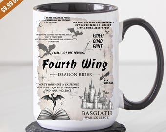 Fourth Wing Dragon Rider Mug, Basgiath War College Ceramic Mug