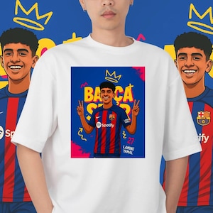 Lámina Yamal SVG PNG / Arte digital del FC Barcelona / Diseño de camisetas de fútbol / Póster de fútbol / Lámina Yamal para pared imprimible / Cricut