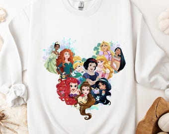 Disney Princess Shirt, All Princess Characters Tee, Ariel Belle Jasmine Cinderella Rapunzel Snow White Disney Trip Shirt, Cute Princess Tee