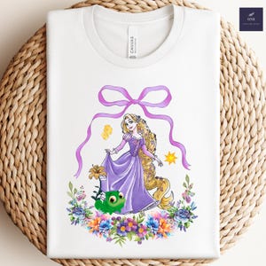 Watercolor Coquette Bow Disney Princess Shirt, Disney Girl Trip Shirt, Princess Birthday Girl, Cinderella Rapunzel Moana, Rapunzel Shirt