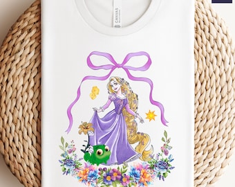 Koszulka z kokardą akwarelową kokietką Disney Princess, koszulka Disney Girl Trip, księżniczka Birthday Girl, Kopciuszek Roszpunka Moana, koszulka Roszpunka