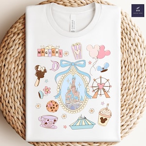 Comfort Color Disney Magical Castle with Blue Coquette Shirt, Magic Kingdom Shirt, Disney Girl Trip, Disneyworld Family shirt, Disney Shirts