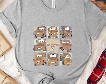 Camiseta de Cars Mater, Camiseta vintage de Mater con patchwork, Camiseta de Pixar con la grúa, Camiseta retro pastel de dibujos animados, Camiseta infantil para cumpleaños o viaje a Disney