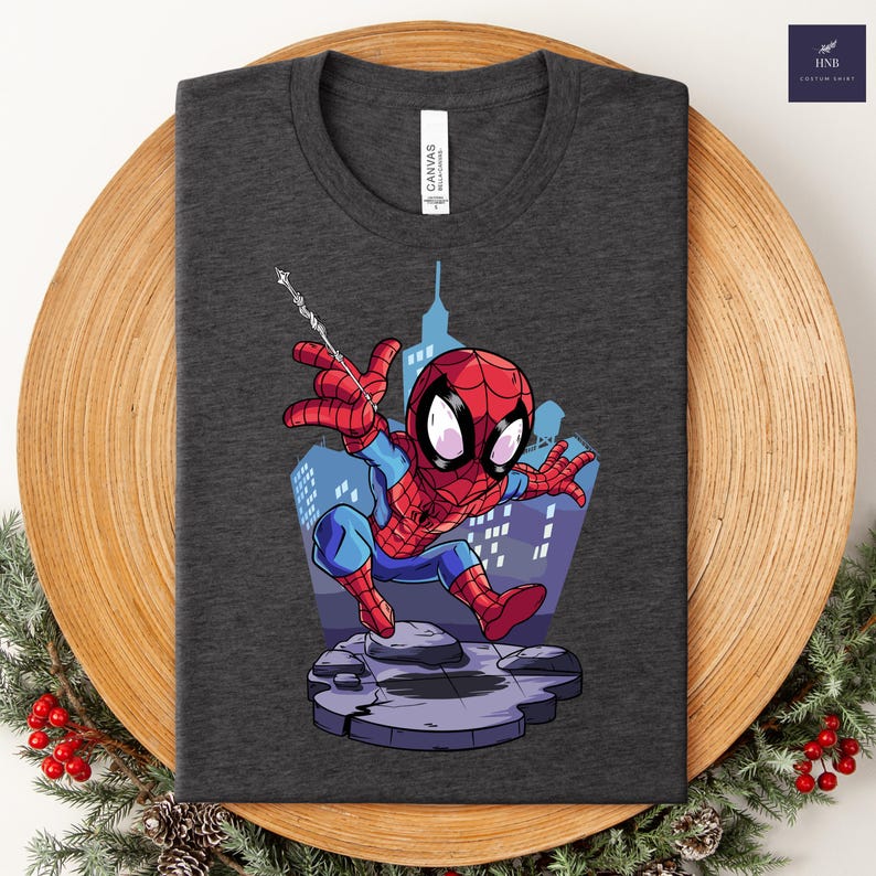 Spiderman Shirt, Marvel Superhero Tee, Cute Spidey Cartoon T-Shirt, Kids Superhero Shirt, Comic Style Graphic Tee, Gift for Boys image 7