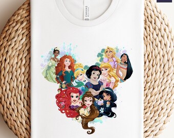 Camiseta com todos os personagens da princesa Disney, camiseta com amor de princesa, camiseta com aniversário de princesa, camiseta com princesa menina, viagem de meninas Disney, camiseta com princesa Disney